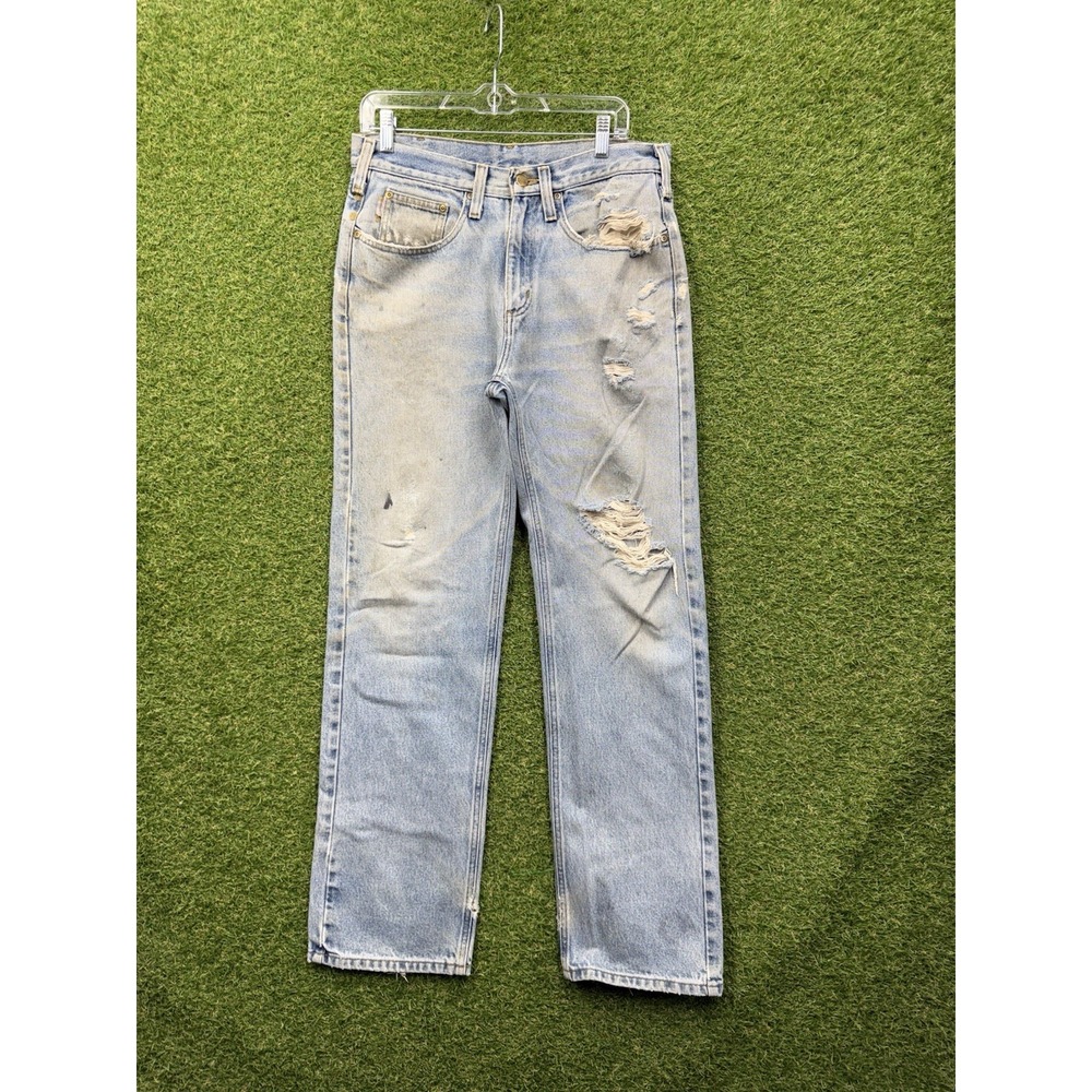 Carhartt Jeans Mens 32x34 B460 DVB Light Wash Denim Workwear Relaxed Fit
